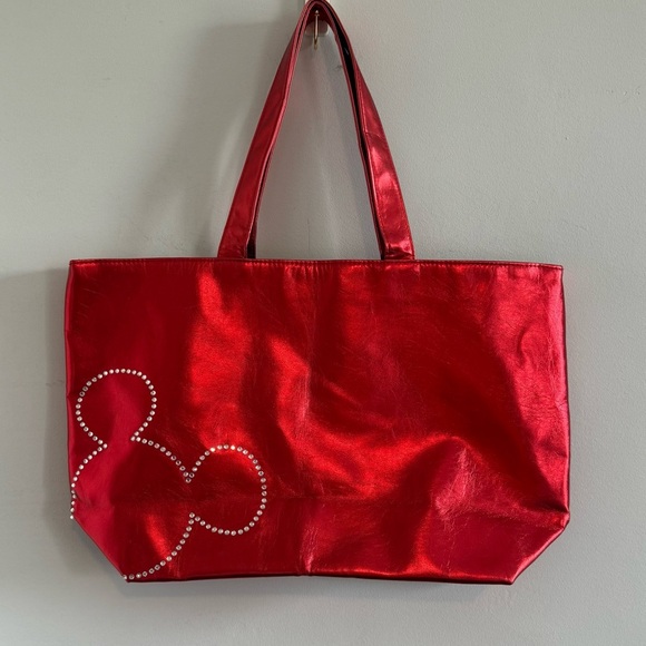 Disney Red Tote Bag with Rhinestone Mickey Design - Picture 1 of 7